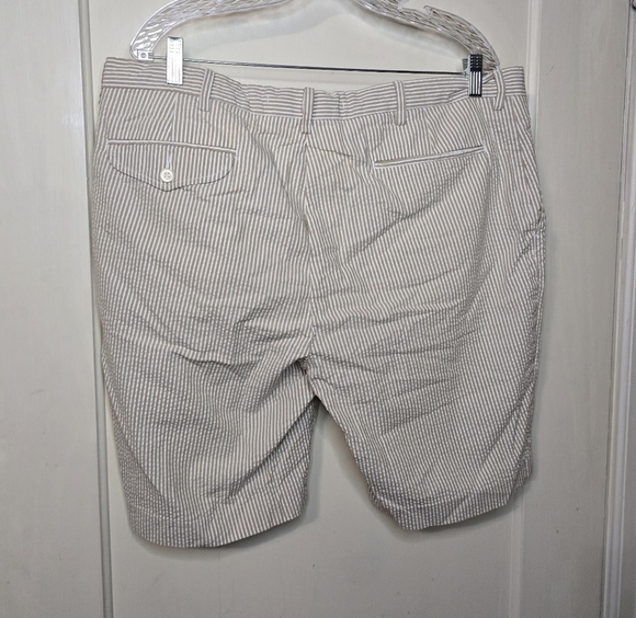 Mens Polo Ralph Lauren Shorts Seersucker Khaki White 38 Summer Blend Cloth VTG - Picture 5 of 9